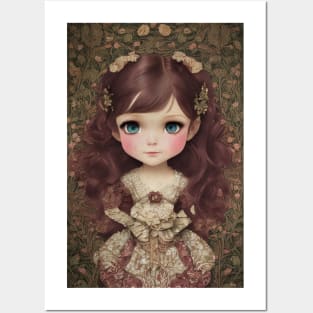 Cute Adorable Vintage Style Chibi Kawaii Girl Art Posters and Art